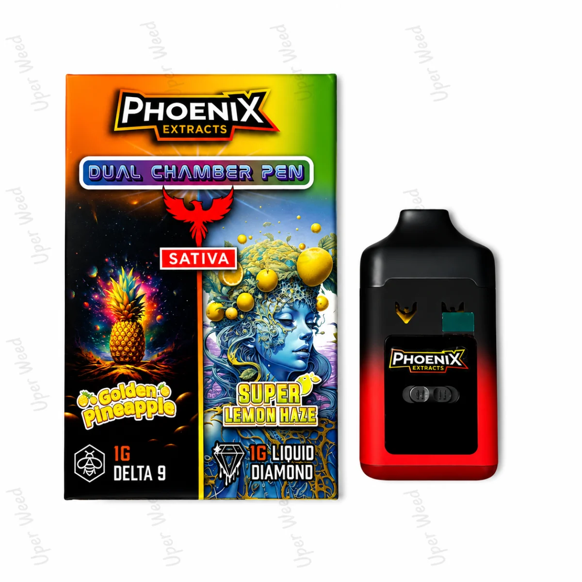 Phoenix 2G Dual Chamber Vape Pen - Golden Pineapple & Super Lemon Haze (1G/Chamber) product image