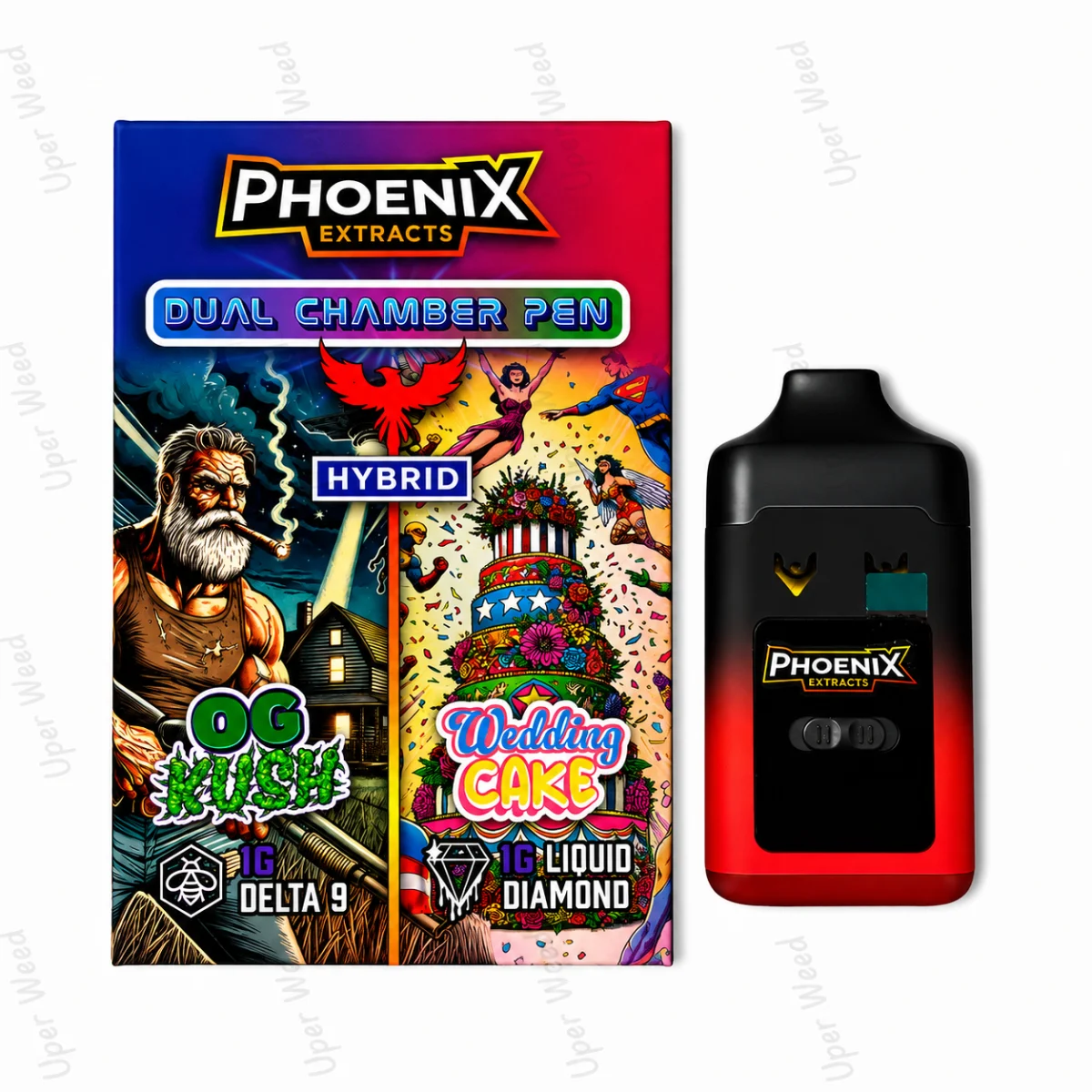 Phoenix 2G Dual Chamber Vape Pen - OG Kush & Wedding Cake (1G/Chamber)