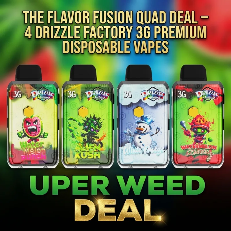 The Flavor Fusion Quad Deal – 4 Drizzle Factory 3g Premium Disposable Vapes product image 1