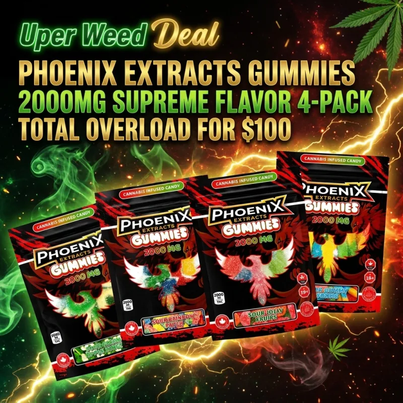 Phoenix Extracts Gummies 2000mg Supreme Flavor 4-Pack Total Overload for $100